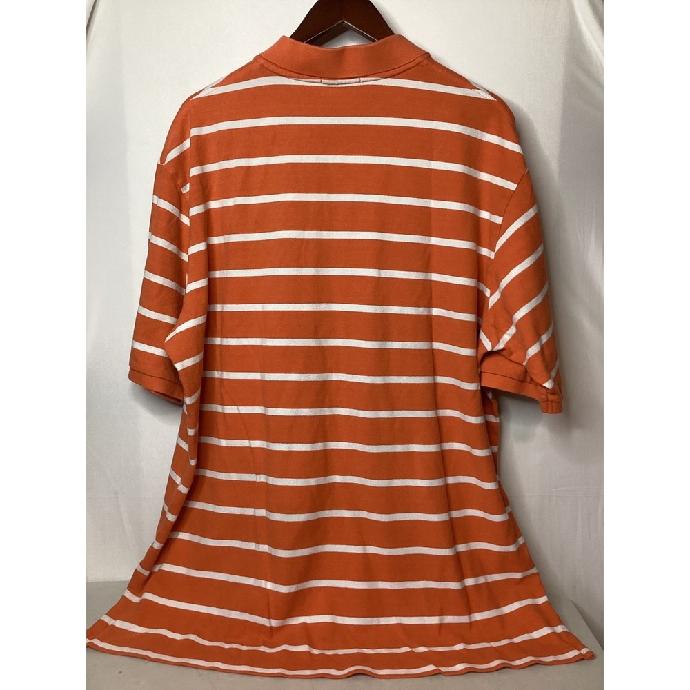 Polo‎ Ralph Lauren Mens Polo Shirt Orange White Striped Short Sleeve Casual Top - Picture 7 of 15